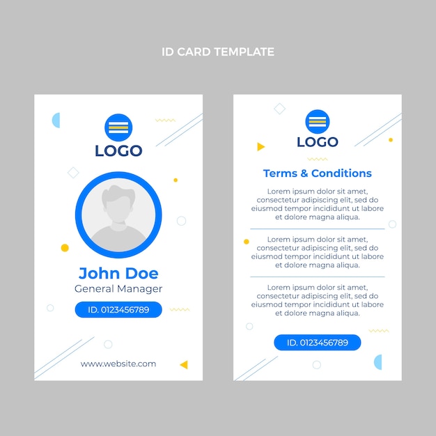Kostenloser Vektor id-karte im flachen design mit minimaler technologie