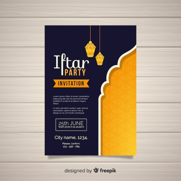 Kostenloser Vektor iftar partyeinladung