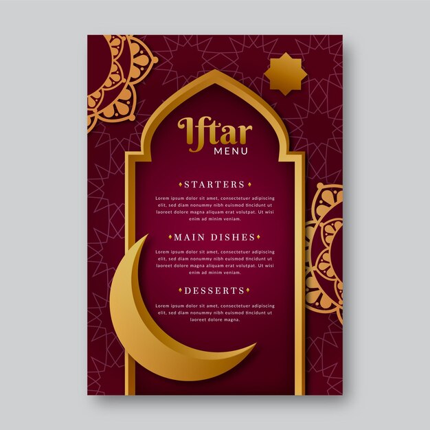 Iftar vertikale Menüvorlage im Papierstil