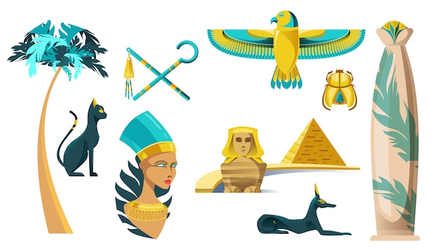 Kostenloser Vektor ikonen der alten ägypten-symbole