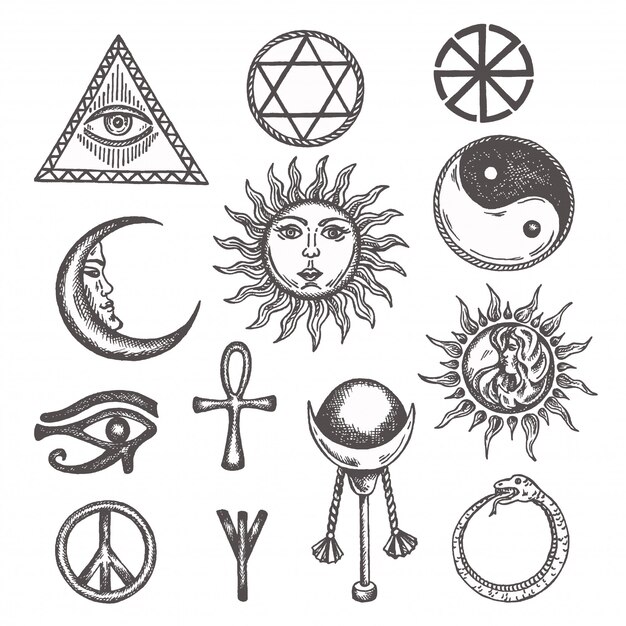 Premium Vektor Reihe Von Icons Fur Magische Symbole