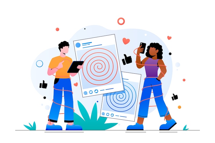 Kostenlose Vektor illustration der cyberkrankheit mit farbverlauf