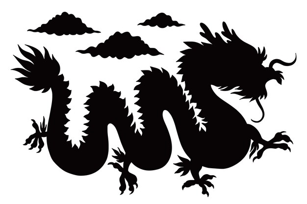 Illustration der flachen Silhouette des Drachen