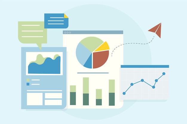 Kostenloser Vektor illustration der geschäftsdiagrammanalyse