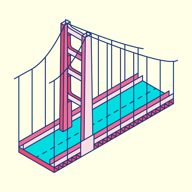 Kostenloser Vektor illustration der golden gate bridge san francisco in usa