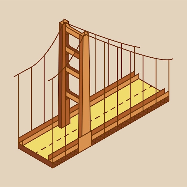 Kostenloser Vektor illustration der golden gate bridge san francisco in usa