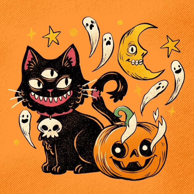 Kostenloser Vektor illustration der halloween-feier