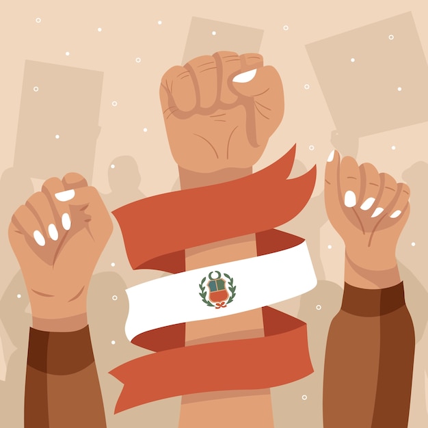 Illustration der lateinamerikanischen proteste in peru