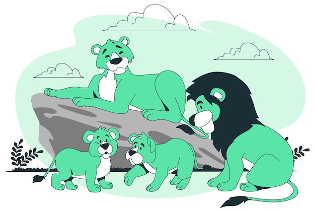 Illustration der löwenfamilie