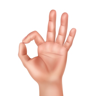 Illustration der menschlichen hand, die okay zeichen zeigt