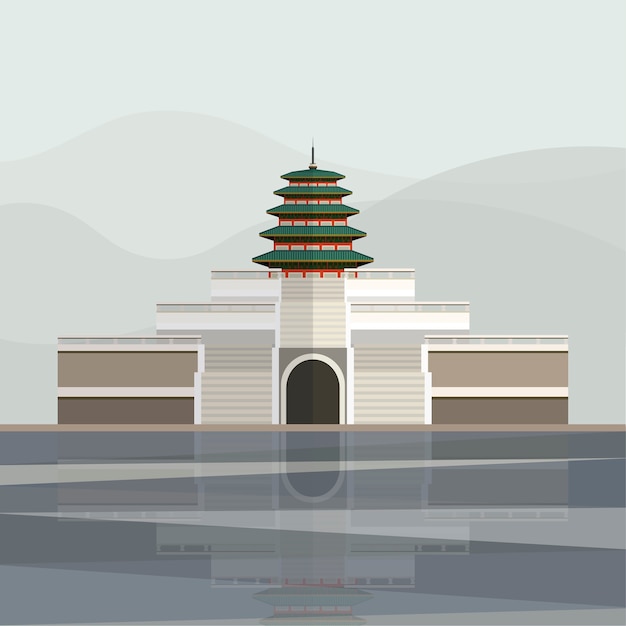 Kostenloser Vektor illustration der pagode von gyeongbokgungs-palast