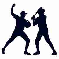 Kostenloser Vektor illustration der silhouette eines flachen baseballspielers