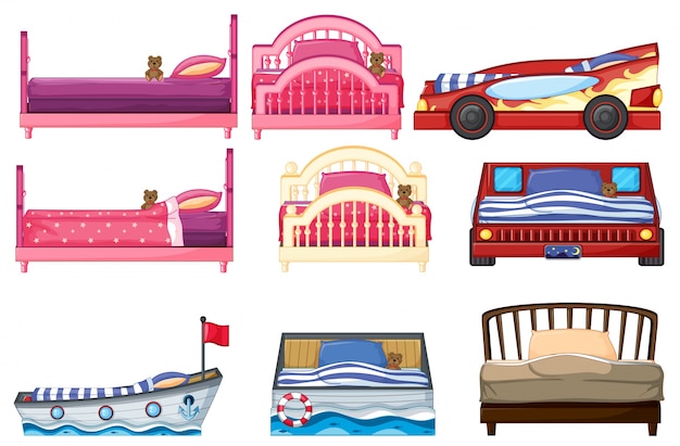 Illustration der verschiedenen Bett Design