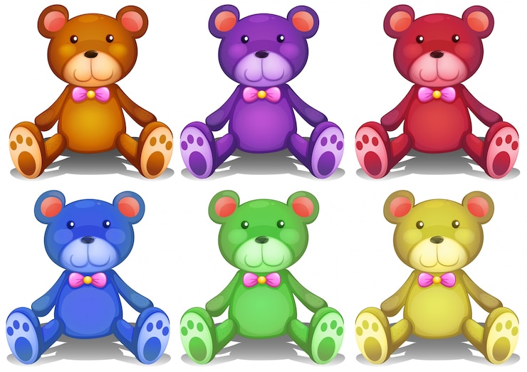 Kostenlose Vektor illustration der verschiedenen farben teddybären