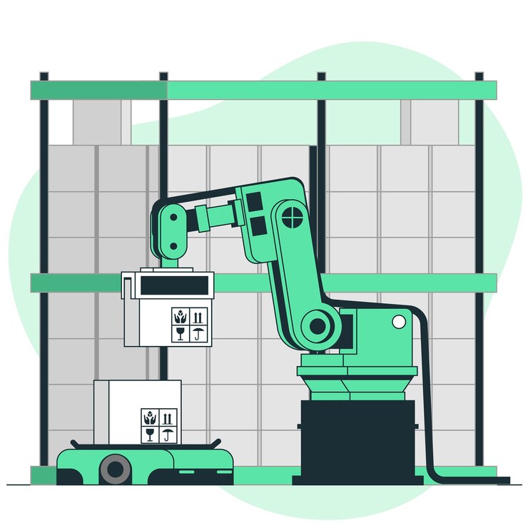 Kostenlose Vektor illustration des automatisierten lagerkonzepts