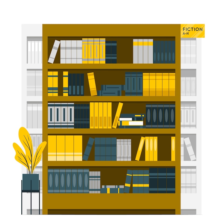 Kostenlose Vektor illustration des bücherregalkonzepts der bibliothek