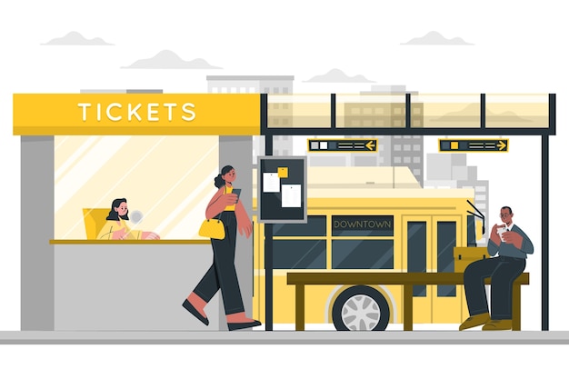 Kostenloser Vektor illustration des busbahnhofskonzepts