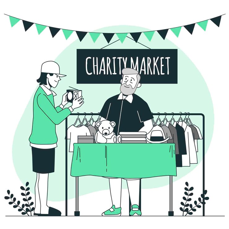 Kostenlose Vektor illustration des charity-marktkonzepts
