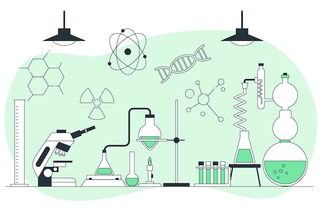 Kostenloser Vektor illustration des chemielaborkonzepts