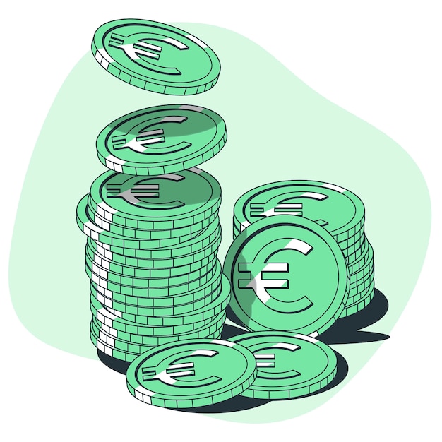 Kostenloser Vektor illustration des euro-münzen-konzepts