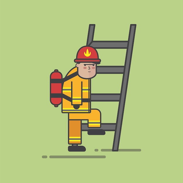 Kostenloser Vektor illustration des feuerwehrmannvektorsatzes