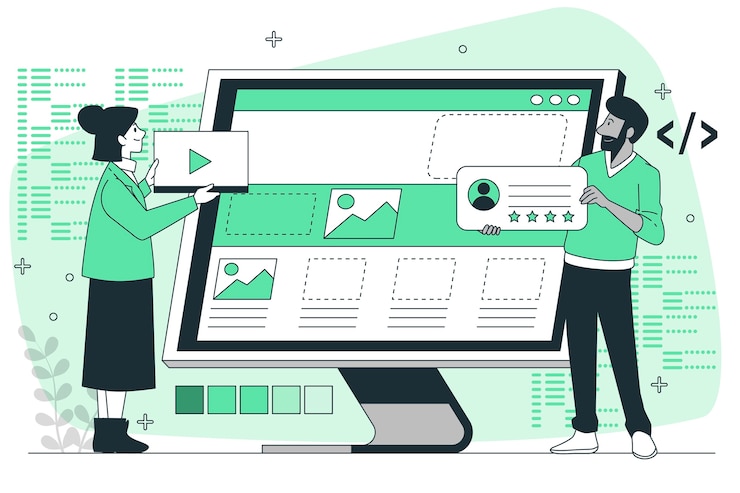 Kostenlose Vektor illustration des front-end-konzepts