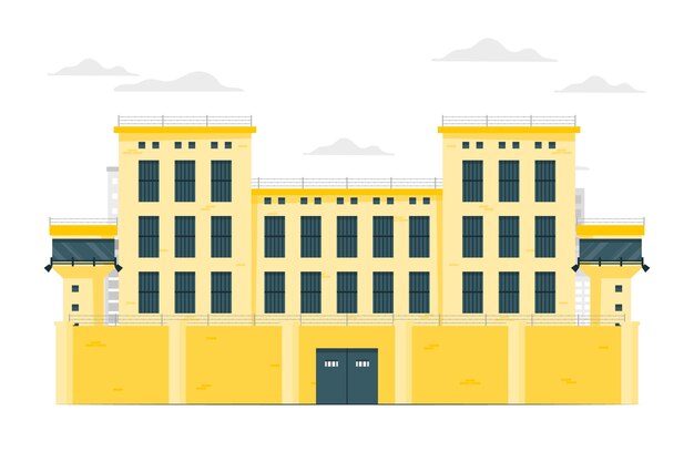 Kostenloser Vektor illustration des gefängnisgebäudekonzepts
