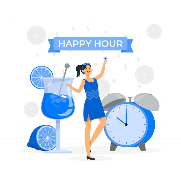 Illustration des happy-hour-konzepts