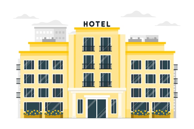 Kostenloser Vektor illustration des hotelgebäudekonzepts
