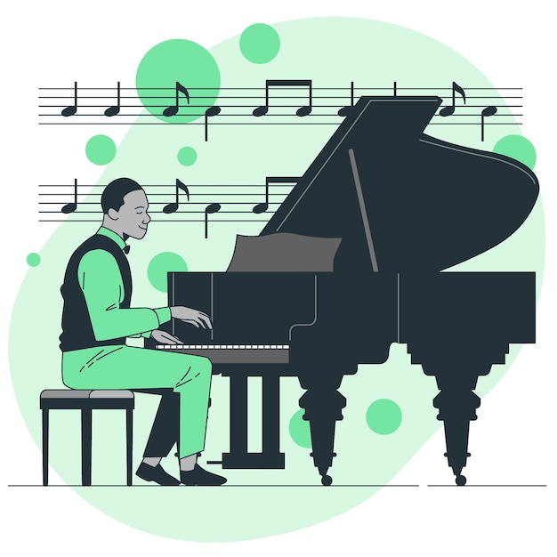 Kostenloser Vektor illustration des jazzpiano-konzepts