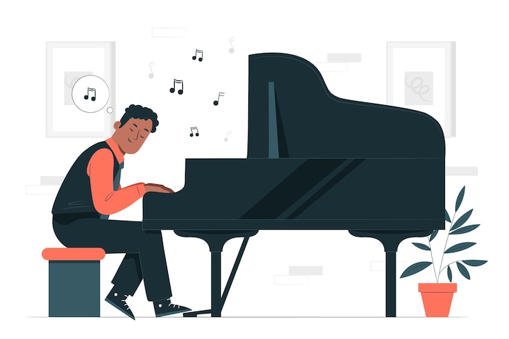 Kostenlose Vektor illustration des jazzpiano-konzepts
