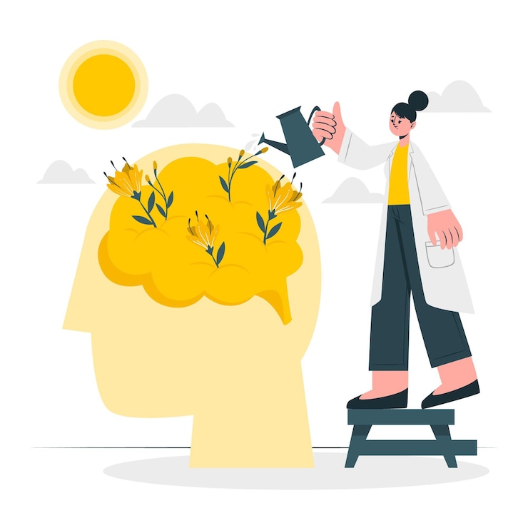 Kostenlose Vektor illustration des konzepts der psychischen gesundheit
