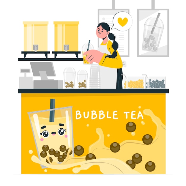 Illustration des konzepts des bubble tea shops