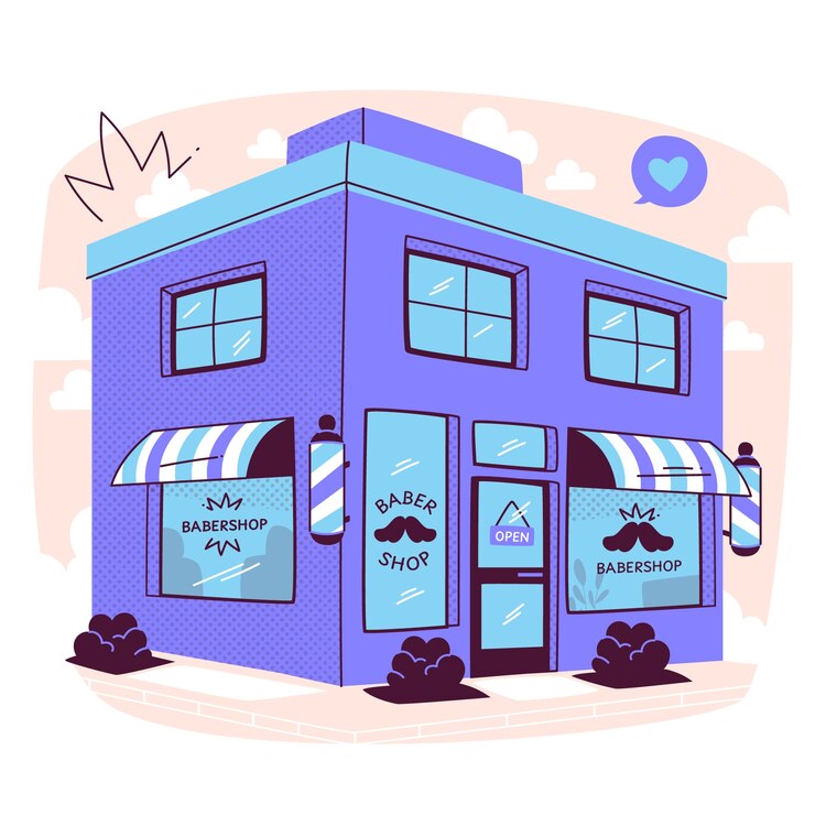 Kostenlose Vektor illustration des konzepts des friseurshops