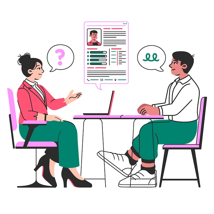 Kostenlose Vektor illustration des konzepts des jobinterviews