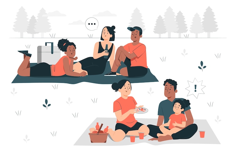 Kostenlose Vektor illustration des konzepts des picknickparks