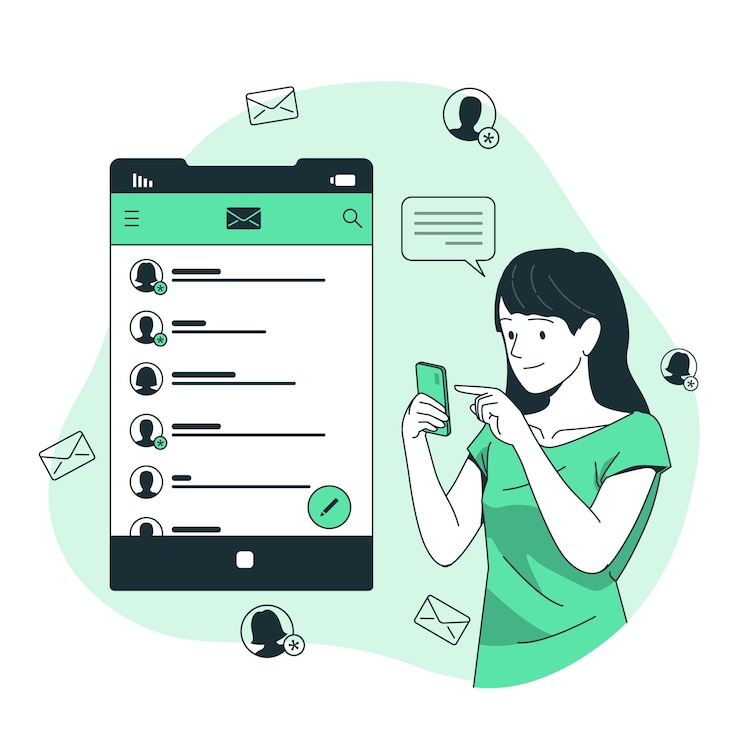 Kostenlose Vektor illustration des mobilen posteingangskonzepts
