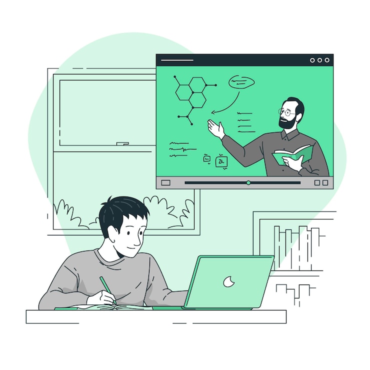 Kostenlose Vektor illustration des online-lernkonzepts