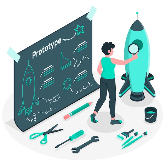 Kostenloser Vektor illustration des prototyping-prozesskonzepts