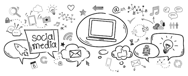 Kostenloser Vektor illustration des social media-konzeptes