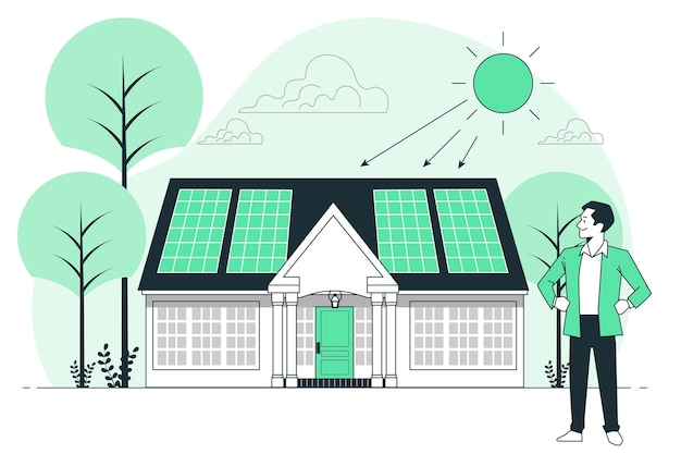 Kostenloser Vektor illustration des sonnenenergiekonzepts