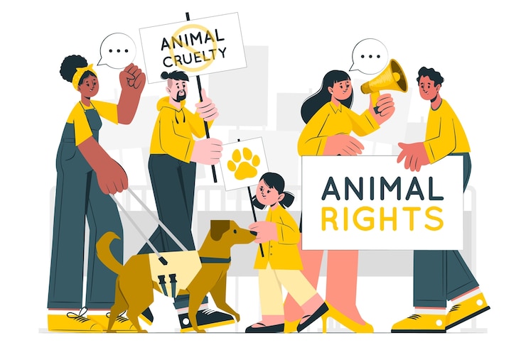 Kostenlose Vektor illustration des tierrechtsprotestkonzepts