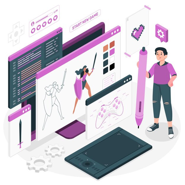 Illustration des Videospielentwicklerkonzepts