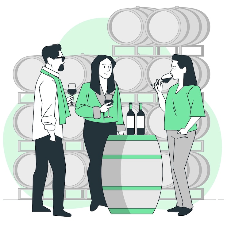 Kostenlose Vektor illustration des weinverkostungskonzepts