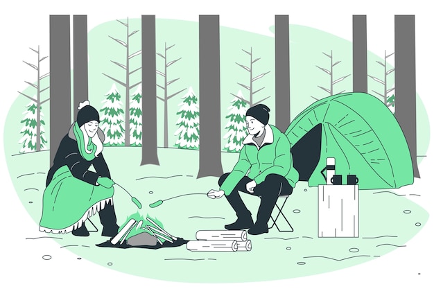 Illustration des wintercampingkonzepts