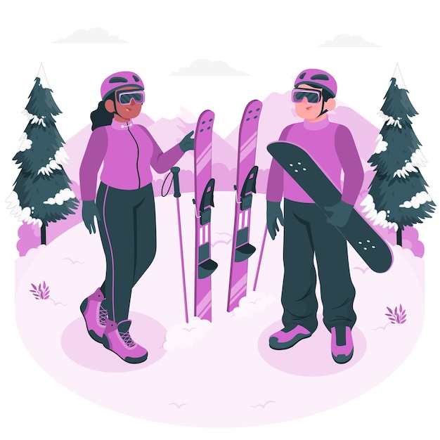 Kostenloser Vektor illustration des wintersportkonzepts