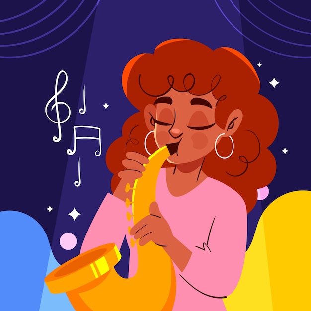 Illustration für den flachen weltjazztag