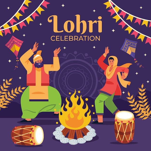 Kostenloser Vektor illustration für die feier des lohri-festivals