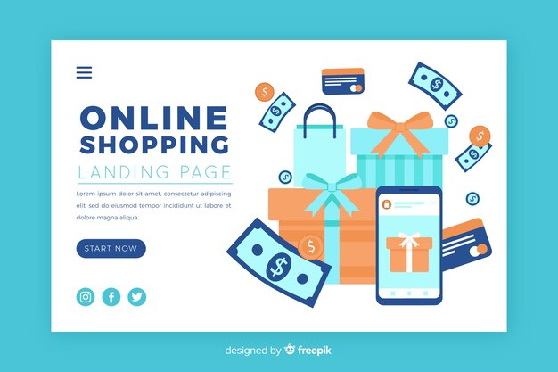 Illustration für landingpage mit online-shopping-konzept