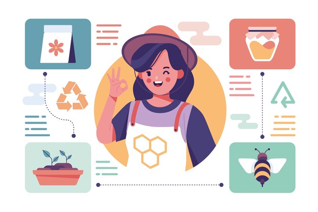Illustration mit Bio-Bauernhof Design